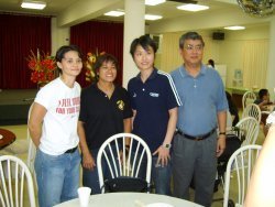 Morgan Reyes, Theresa Sison and The Taipei Coach poses for camera