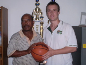 Ryan Burns with Kosrae State Sports Administrator Maker Palsis
