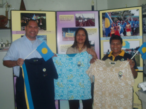 Palau NOC President, Frank Kyota; Continental Micronesia CTO Manager, Lola Ngemaes; and Palau NOC Secretary General, Baklai Temengil
