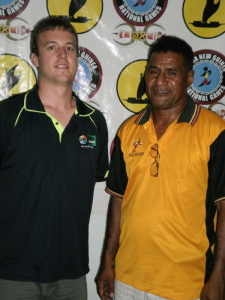 FIBA Oceania ZDO Ryan Burns with PNG NBDO Ronnie Mea