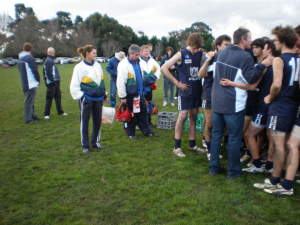Paul Whelan & U16s in the huddle