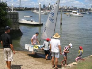 Club Sabot entering the water