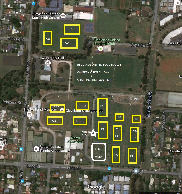 Map of Fields Redlands Touch Association Juniors SportsTG