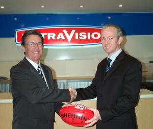 Southern Football League General Manager, Wayne Holdsworth (left) and Retravision Southern CEO, Tim Cockayne, announce Retravision's major sponsorhip of the SFL.