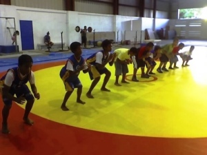 Young wresters Practicing Form