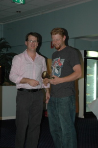 Adam Wright receives his award