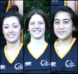 2012 NZ Secondary Schools Trialists Crystal Lawrence, Maggie Bone & Monalisa Groom