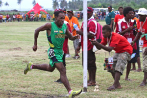 Kupsy Bisamo of Team Morobe, Gold medalist of 5000m, 10000m & Half Marathon
