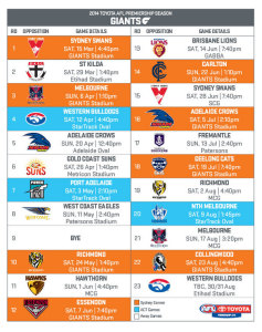 GWS 2014 Season Fixture