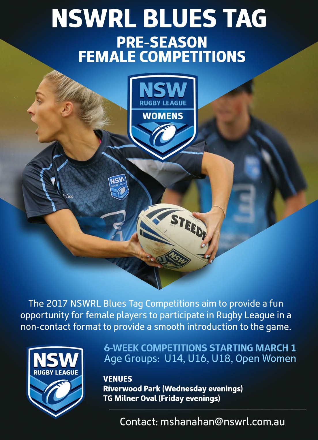 NSWRL Blues Tag - Girls Women - Western Suburbs Touch Football ...