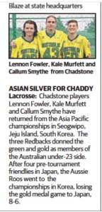 Asian silver for Chaddy Lacrosse